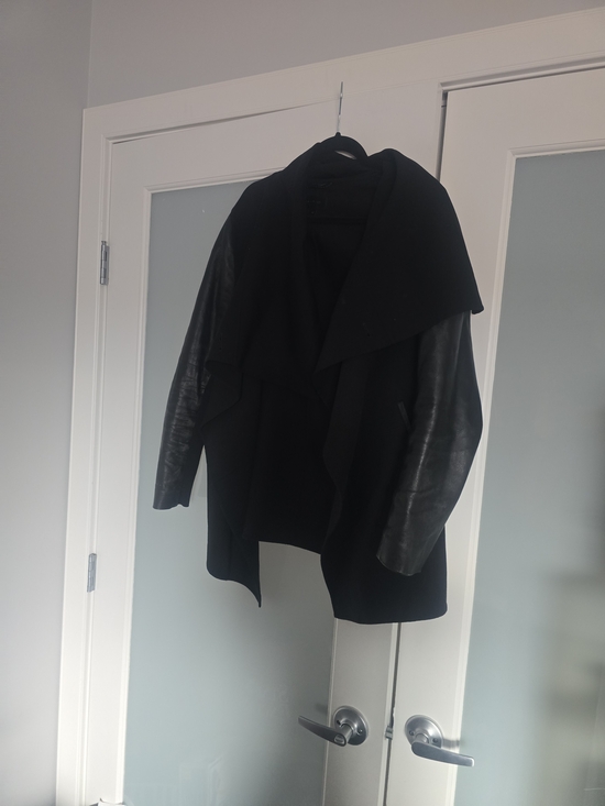 Mackage Jackets & Blazers - Mackage Black Draped Coat with Leather Sleeves